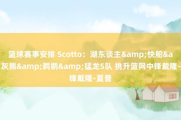 篮球赛事安排 Scotto：湖东谈主&快船&灰熊&鹈鹕&猛龙5队 挑升篮网中锋戴隆-夏普